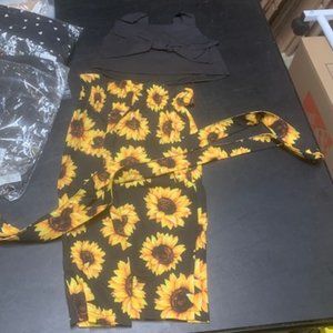 Trendy Kids Toddler Girl's 3 Piece Outfit, Crop Top, High Waist Pants, Belt 1-2